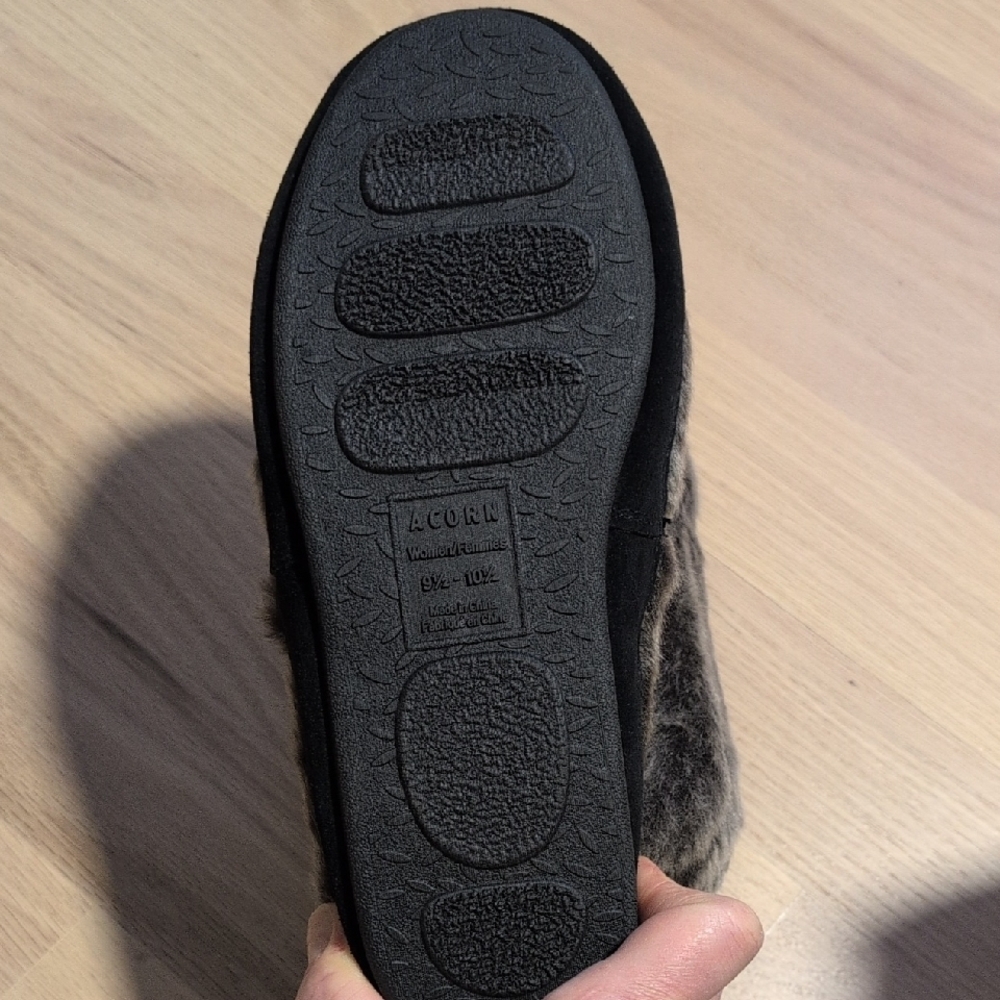 NEW! Acorn, Charcoal Faux Fur, Slippers, Unisex - Picture 5 of 8